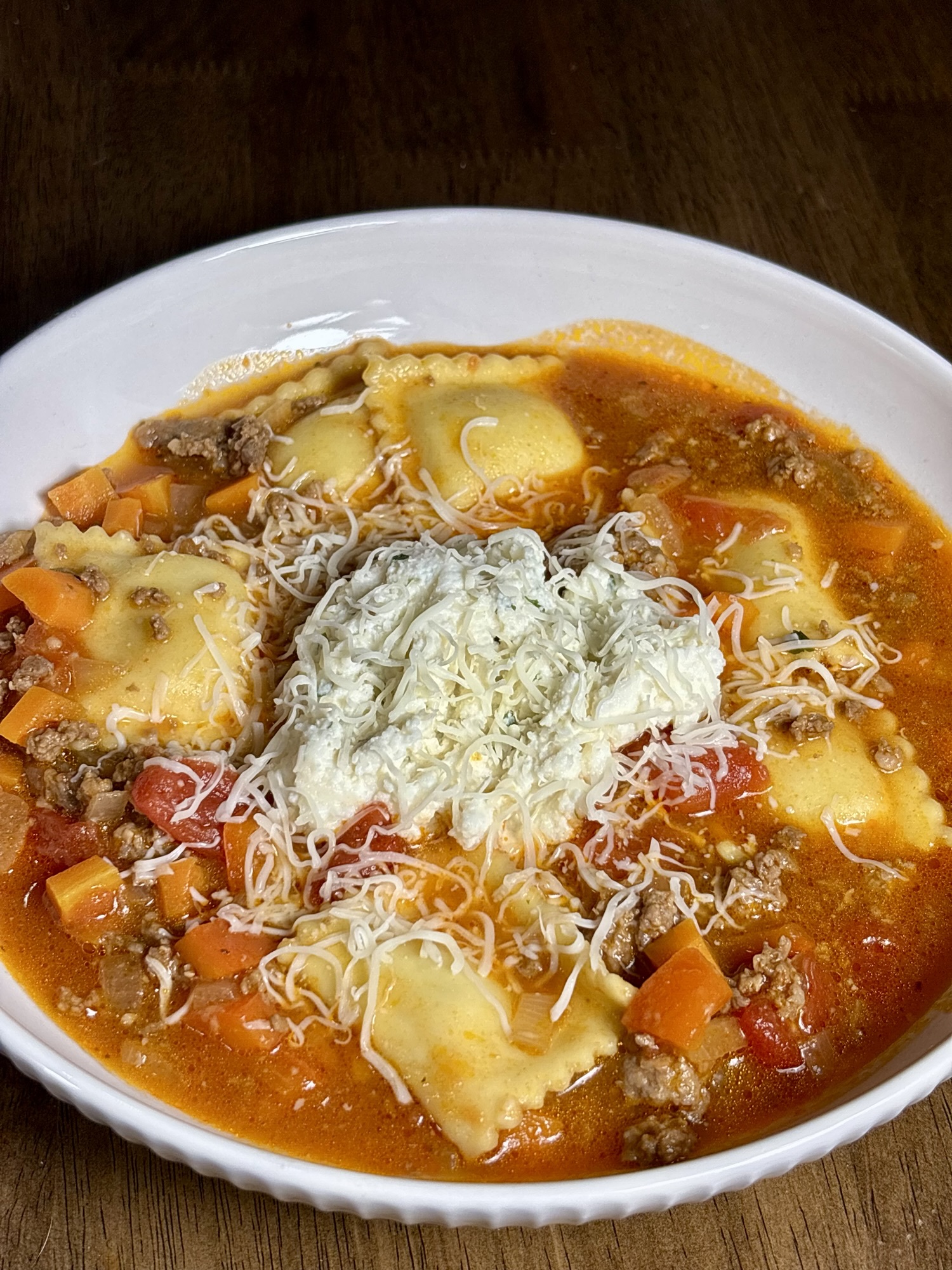 Ravioli lasagna soup