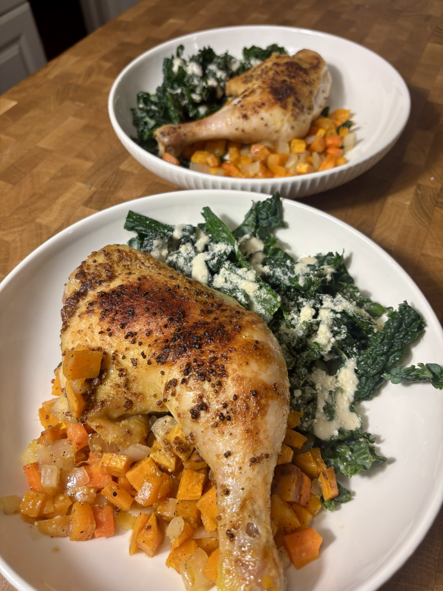 One-pan roast chicken leg quarters and vegetables